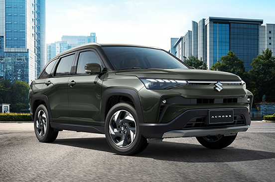 green-Across-modern-business-district-SUV