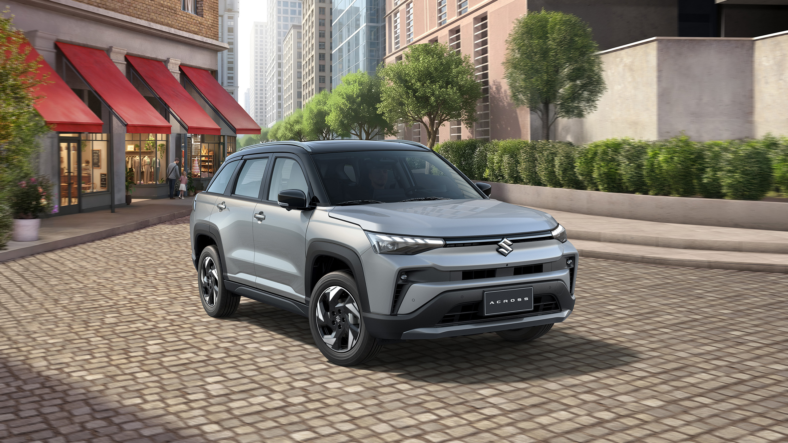 Across-silver-SUV-driving-in-urban-street