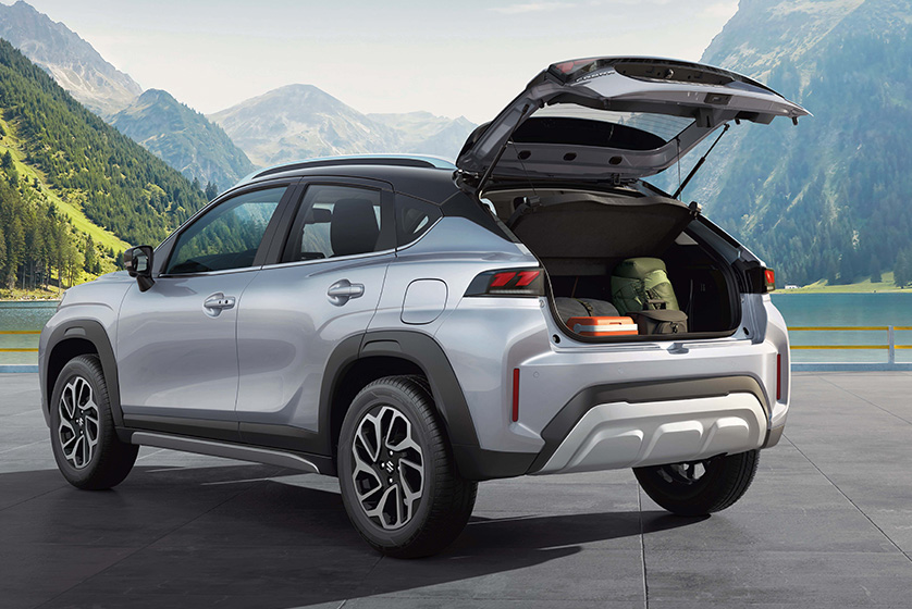Silver-Suzuki-Fronx-with-a-bag-in-luggage-room